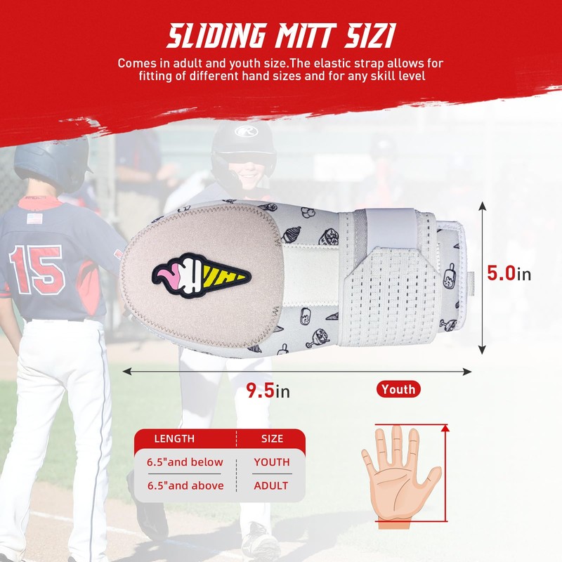 Sliding Mitt, Baseball Sliding Mitt Youth, Protective Baserunning Sliding Gloves,