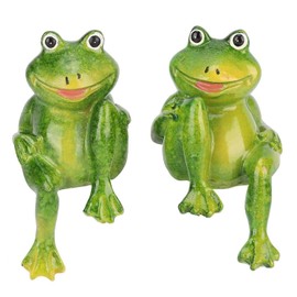 Pack of 2 Green Resin Frogs Statue Beautiful Indoor Outdoor Garden Decoration Sculpture for Home Desk Garden Patio Lawn Yard Mother's Day Gift