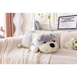 Stuffed Bulldog Jumbo Stuffed Animals Giant Dog Plush Toys for Boys Girls Kids Valentines Dog Stuffed Animal Gray 17.7in/45cm
