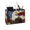 Famame America Flag with Eagle Pencil Holder for Desk, Leather