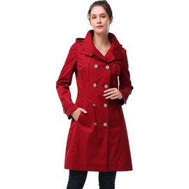 BGSD Women Amari Waterproof Hooded Trench Coat Red Small