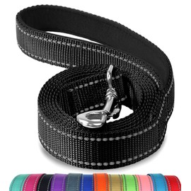 Joytale Reflective Nylon Dog Leash, Padded Handle Dogs Leashes for Walking,Training Lead for Large, Medium Dogs, 6FT,Black