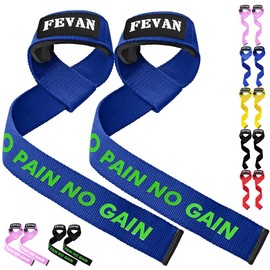 FEVAN Gym, Weightlifting, Weightlifting, Powerlifting, Gym, Deadlift - Lifting Straps - Women and Men (Blue/Neon Green)