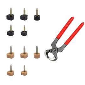 Tutuxio 20 Pairs Women's High Heel Shoes Tips Pin Replacement with 6" Heel Pliers, 2 Color Each of 5 Different Sizes Round and Square Heel Repair Caps for Repairing Shoes