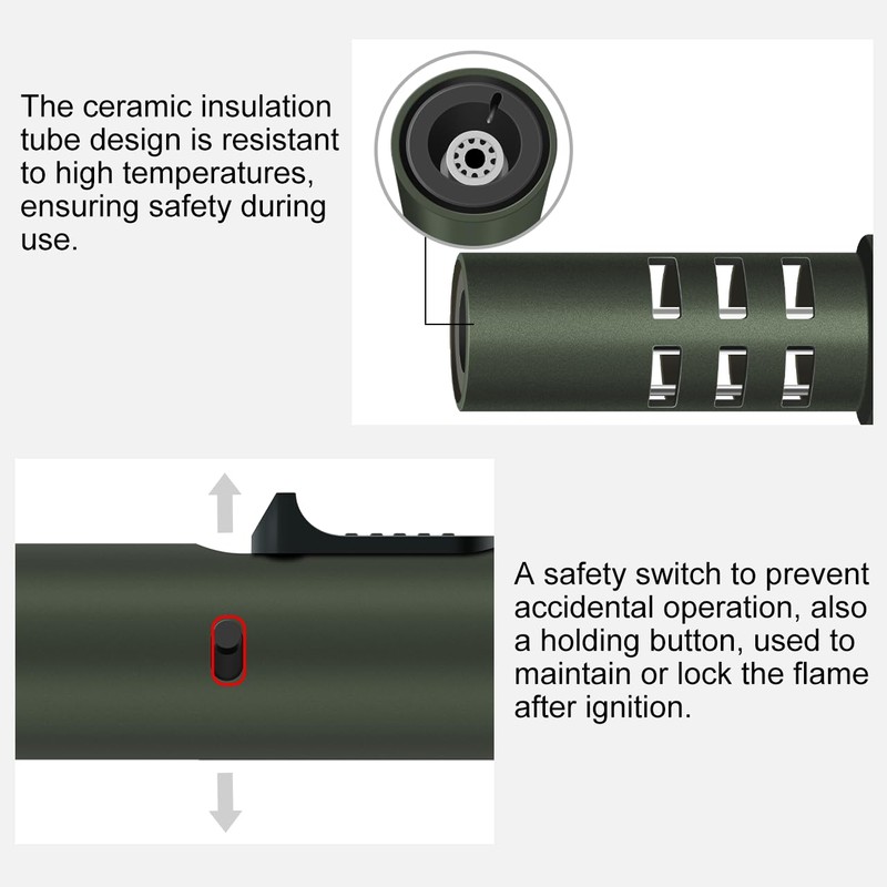 Camping Torch Lighter, Windproof Butane Torch Lighter with Fuel Indicator&Safety