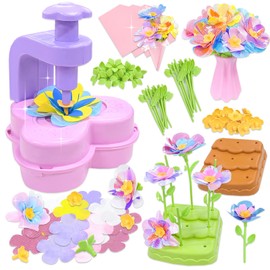 VBACALA Flower Blocks, DIY Bouquet Toy, 184 Pieces, Building Toy, Handmade, Craft Kit, Butterfly, Butterfly, Potted Plants, Colorful, Petals, Vases, Flowerpot Included, Building Blocks, Shape Matching