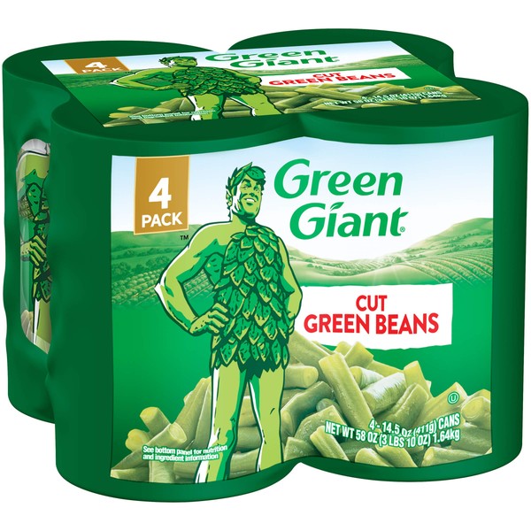 Green Giant Cut Green Beans, 4 Pack of 14.5 Ounce Cans