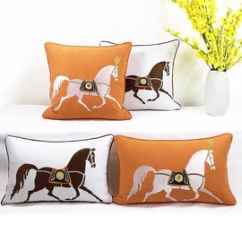 Croker Horse 12x20'' inches Orange Embroidered Horse Throw Pillow Cushion Covers - Modern Fashion Style Couch Sofa Pillow for Living Room Sofa Bedroom