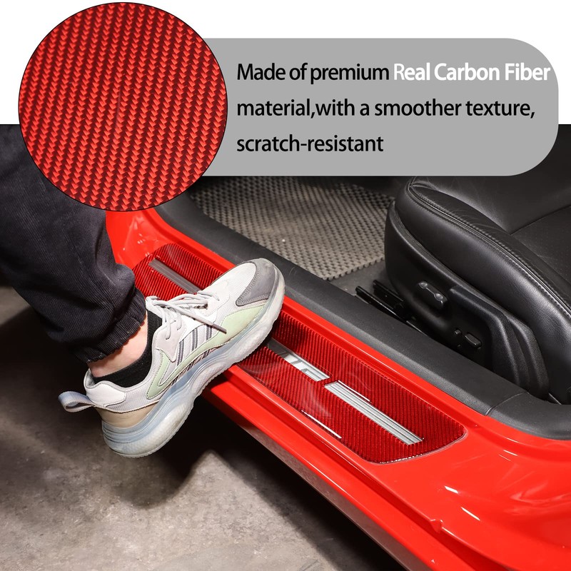 Lcojicep Car Door Sill Guard Trim StickerCompatible with Corvette C6