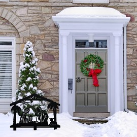 RealSteel Outdoor Nativity Scene Metal Yard Art | O Holy Night Christmas Lawn Decorations with Mary, Joseph & Baby Jesus | Star of Bethlehem Manger Scene Yard Stakes | Religious Holiday Decor | USA