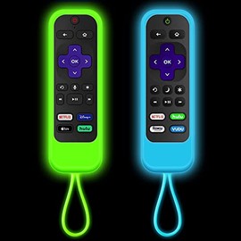 [2 Pack] Climberer silicone Roku remotes cover case Compatible with| TCL Roku | Hisense Roku remote | Roku Express 4K+ 2021 | Roku Streaming Stick+| Roku Streaming Stick 4K 2021(Luminous Green + Blue)