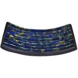 Curious Designs Mosaic Glass Tray, One of a Kind - Deep Blue Sea Theme - Approx 8 by 4 Inches