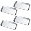 4 Pcs Small Instrument Tray, Stainless Steel Rectangular Laboratory Supplies