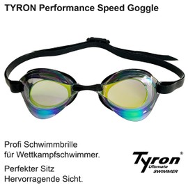 Tyron Performance Speed Goggle (Black Mirrored), Swimming Goggles | Training and Competition | Anti Fog Coating | UV Protection