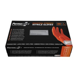 PermaSafe HD Orange Disposable Nitrile Gloves, 8+ Mil, Latex-Free, Raised Texture, Extreme-Duty Industrial, Mechanical(BOX of 100, Small)
