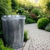 Plexon Metal Trash Can with Lid Outdoor 31 Gallon Galvanized