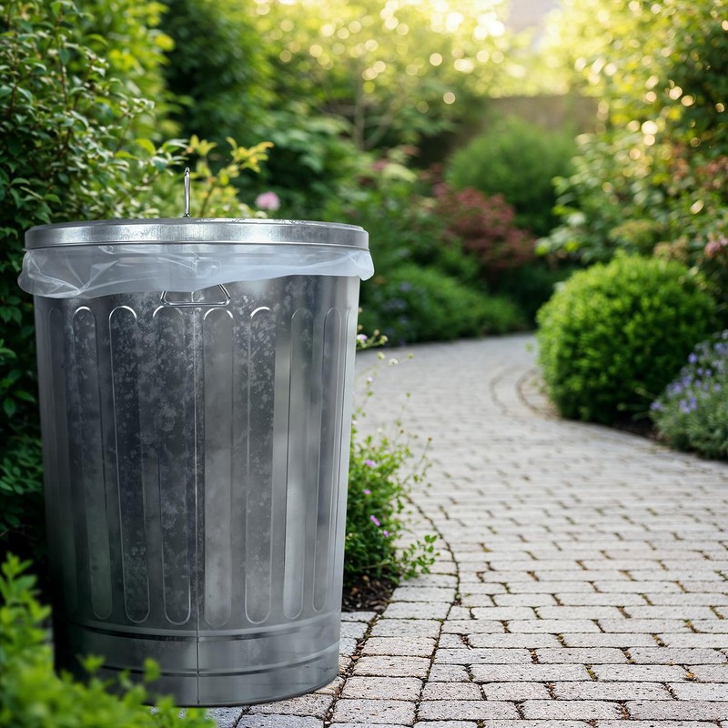 Plexon Metal Trash Can with Lid Outdoor 31 Gallon Galvanized