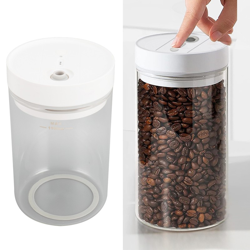 1100ml Electric Coffee Canister Glass Vacuum Sealer Jar Lasting Freshness
