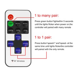 RF Mini Wireless Remote Controller for Single Color 3528 5050 LED Strip Lights, Wireless Remote Control with DC to Wire Connector, RF Dimmer