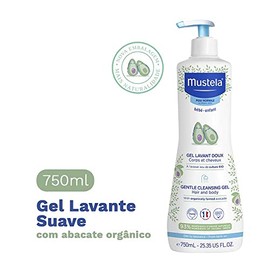Mustela Gel de limpieza suave, gel de limpieza para el cabello del bebé y el cuerpo, fórmula a base de plantas con perseosa de aguacate natural fortif