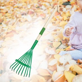 Fenteer Garden Rake Leaf Rake Raking Grass and Leaves Tool,9 Tines Home Farming Garden Tool,Accessories for Yard Garden Shrub Lawns, Green