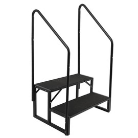 RV Steps w/Dual Handrails, 2 Step Spa Hot Tub Steps with Anti-Slip Pedals, 400lbs Load Capacity, Universal Portable Mobile Home Stairs Steps for 5th Wheel RV, Spa, Porch, Pool, Travel Trailers