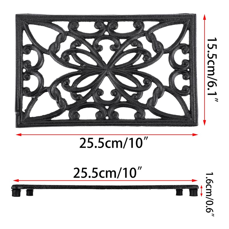 Sumnacon 2Pcs Rectangle 10 x 6.1 Inch Cast Iron Trivet