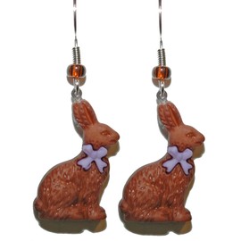 Chocolate Easter Bunny Dangle Earrings (H139a2)