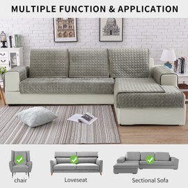 Deep Dream Couch Cover, Sectional Couch Covers, Sofa Covers for 3 Cushion Couch, Couch Cover for Dogs Pets Recliner Loveseat L Shaped, Anti-Slip Sofa Covers 36 x 82 Inch - Light Gray(Only 1 Piece)
