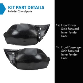 TRQ TRQ Front Inner Fender Liner Set Compatible with 2008-2010 INFINITI G37 IN1248114 IN1249114