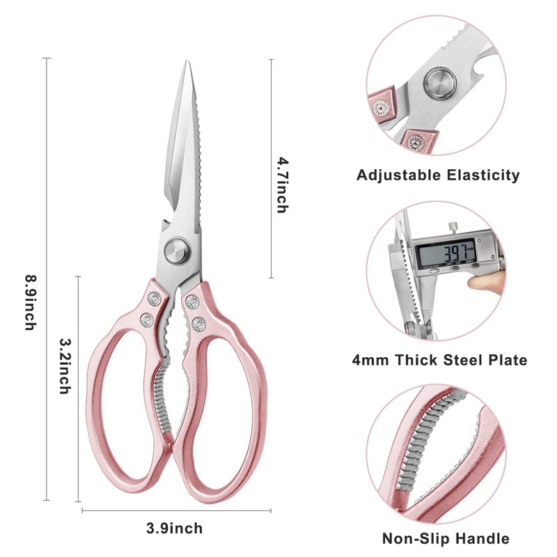 AWinjoy Kitchen Scissors, Heavy Duty Sharp Kitchen Shears Dishwasher Safe,Rose