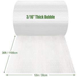 ROUND RICH 2 Packs Bubble Roll Made in USA - Bubble Packing Wrap for Moving and Shipping Standard Size 12 Inch x 36 Feet with 3/16'' Cushioning and Supplies Perforated Every 12''