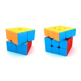 Speed Cube Set 2X2X2 3X3X3 Magic Cube Puzzle Bundle for Kids & Adults Pack of 2 Colorful