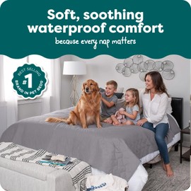 FurHaven Waterproof Blanket & Furniture Protector Cover with Non-Slip Backing, Machine Washable, Jumbo King, Quilted Twill, Gray