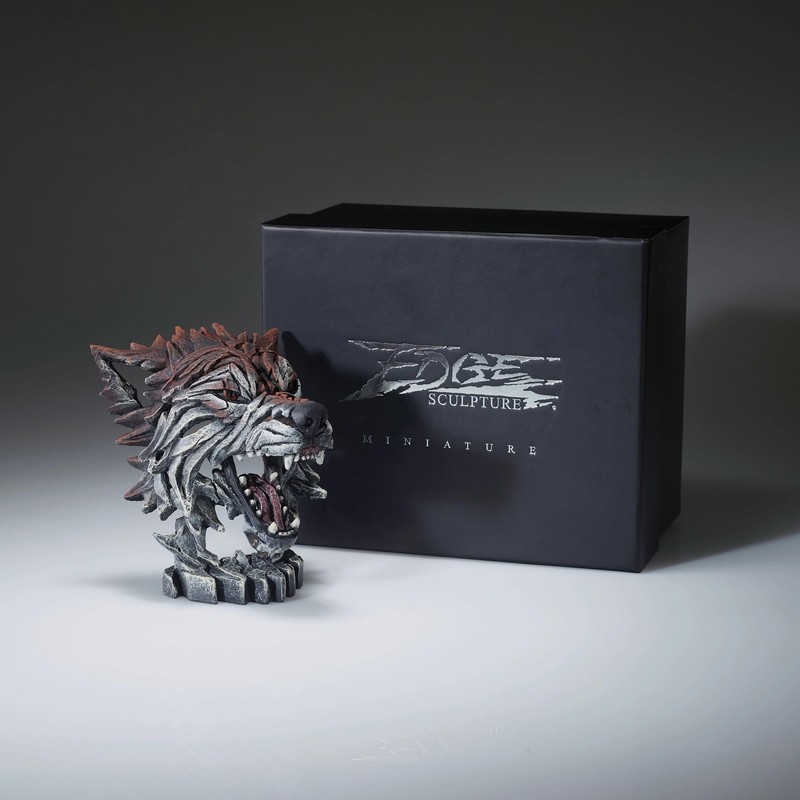 Enesco Edge Sculpture Wolf Baring Teeth Bust Miniature Figurine, 4.92