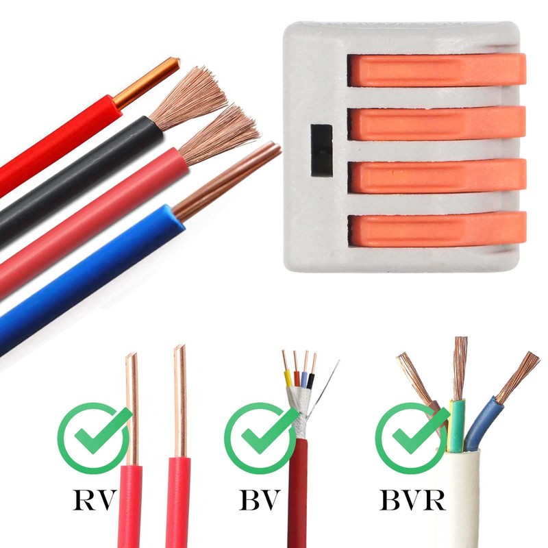 100PCS Compact Lever Wire Connectors Kit 2/3/4/5 Conductor Electrical Connectors