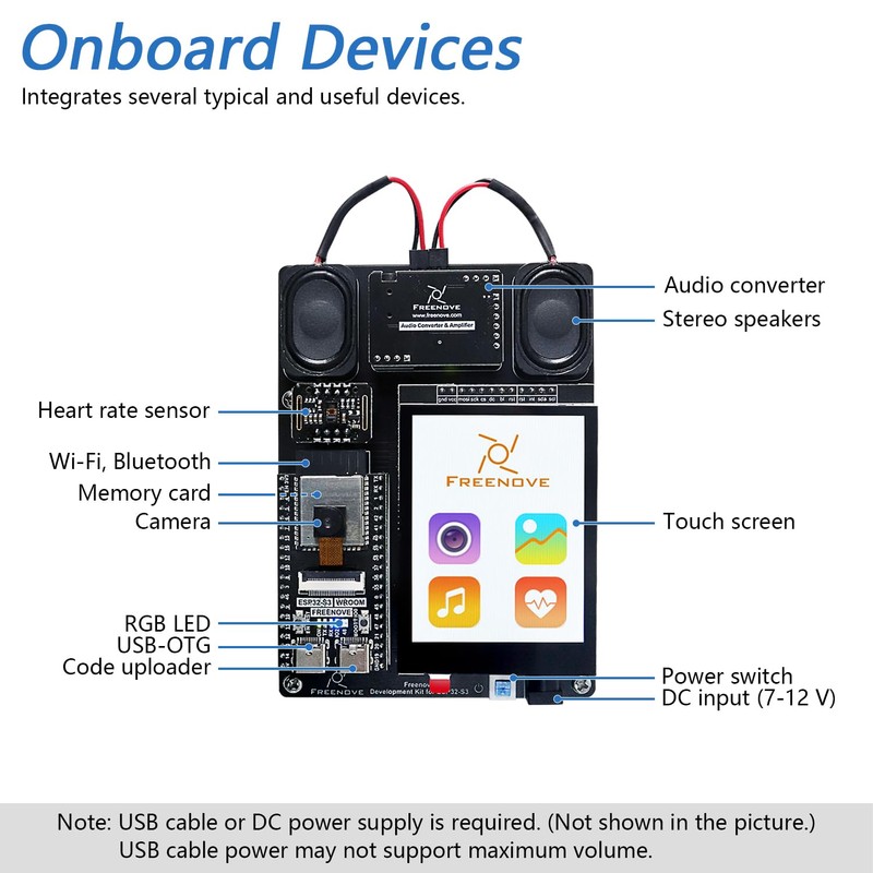 Freenove Development Kit for ESP32-S3-WROOM CAM (Included), Dual-core 32-bit 240