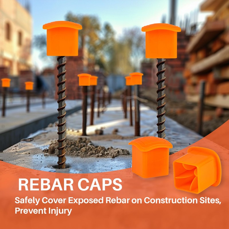 Sukh Rebar Caps - 60Pcs Orange Mushroom Safety Cover for