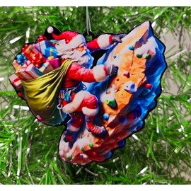 Rock Climbing Santa Ornament