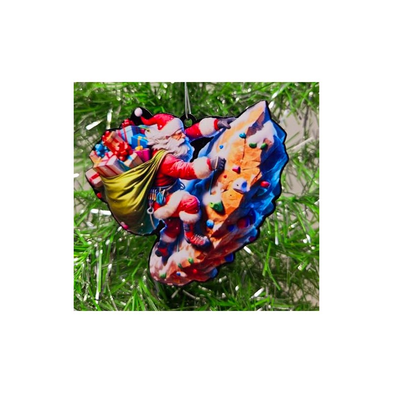 Rock Climbing Santa Ornament