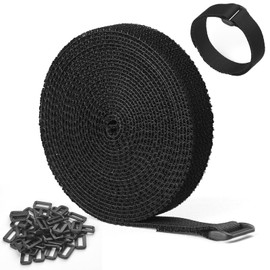 Pawfly Adjustable Cable Straps with 50 Buckles, 197” x 0.8” Nylon Straps, Hook and Loop Straps, Reusable Fastening Cable Ties, Black Heavy Duty Cord Organizer for Securing Wires Storage and Binding