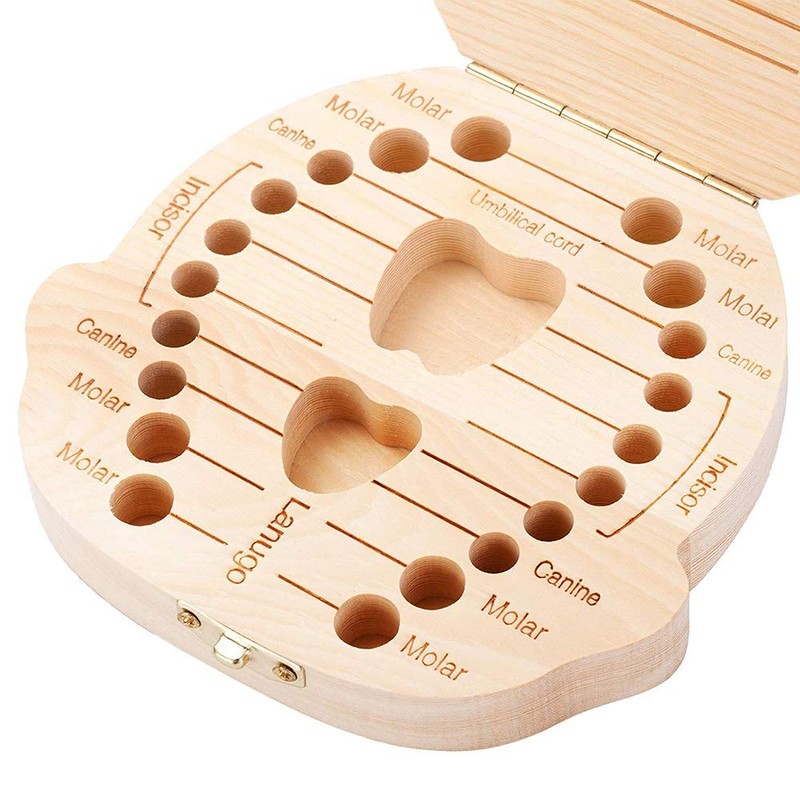 Wooden Baby Tooth Fairy Box Teeth Holder for Kids Lost