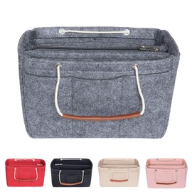 Soyizom Felt Bag Organiser Insert Handbag Fits Speedy 30-40, Handbag Organiser Insert for Tote with Handles Keychain, darkgray