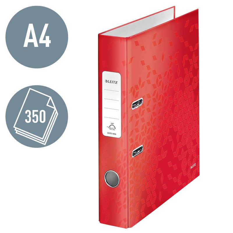 Leitz Wow 180° Lever Arch File, Red Lever Arch File,