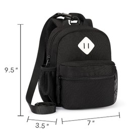 STEAMEDBUN Toddler Backpack Leash - Anti-Lost Harness Backpack for Boys Girls - 1-3 Years, Modern, Unisex, Black, 9.5" x 7" x 3.5", 5L, Polyester, Zipper, Solid, 4 Pockets, Machine Wash