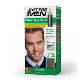 Just for Men Just For Men Shampoo-In Color (Formerly Original Formula), Mens Hair Color with Keratin and Vitamin E for Stronger Hair - Ash Brown, H-20, Pack of 1