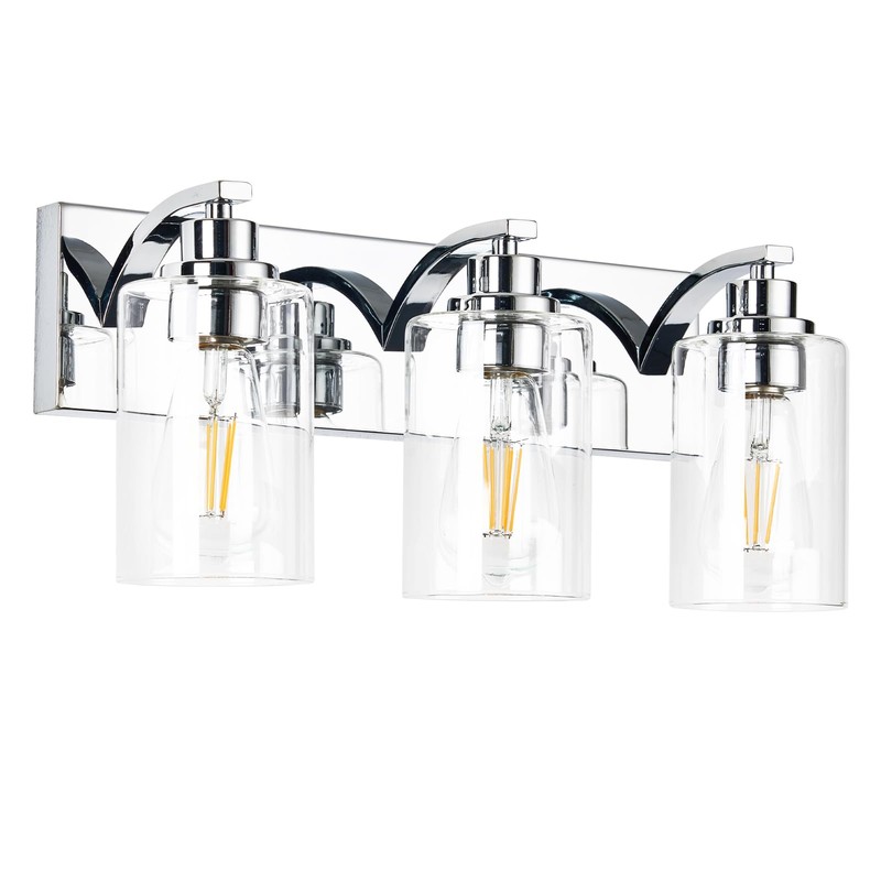 ALAISLYC 3-Light Bathroom Light Fixtures Modern Chrome Vanity Lights for