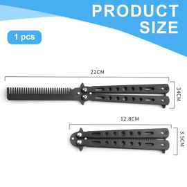 GXGM Butterfly Comb Stainless Steel Foldable Butterfly Comb Pocket Comb Spring Hair Comb for Hair Barber Comb Hair Styling Accessories (Black), Pack of 1