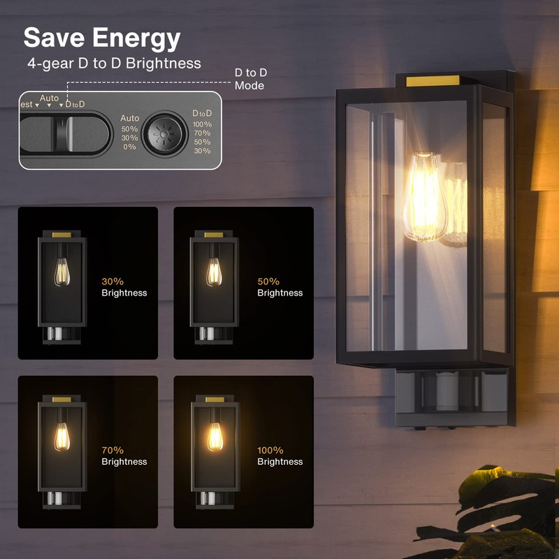 Denfeic Motion Sensor Outdoor Wall Lights, Dusk to Dawn Outdoor
