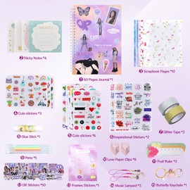 DIY Journal Set Kit with Olivia Inspirational Stickers, Gifts for Rodrigo OR Fans Teen Girls Kids, Notebook Scrapbook & Diary Supplies for Ages 8-14, Art and Olivia Merch Stuff Girl Trendy Gifts